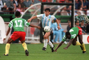 Maradona against Cameroon in the 1990 World Cup